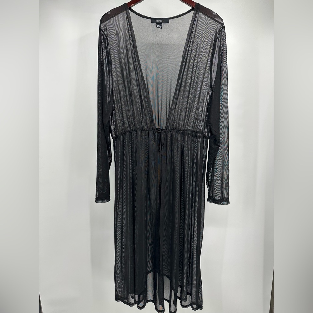 Forever 21+ Black Sheer Long Sleeve Dress